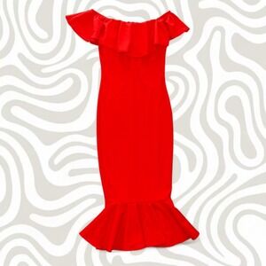 Fashion Nova Moments Like This Ruffle Mermaid Midi Dress NWT Size Medium